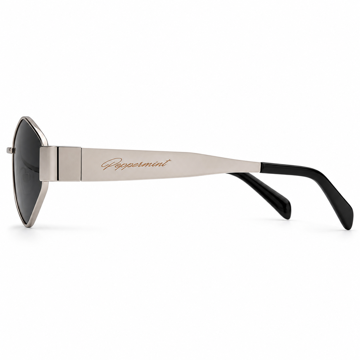Lentes de Sol UV400 Hexagonal Plateado Metálico Peppermint