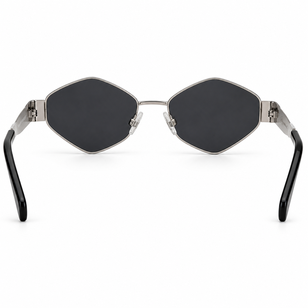 Lentes de sol hexagonales plateados Peppermint vista trasera