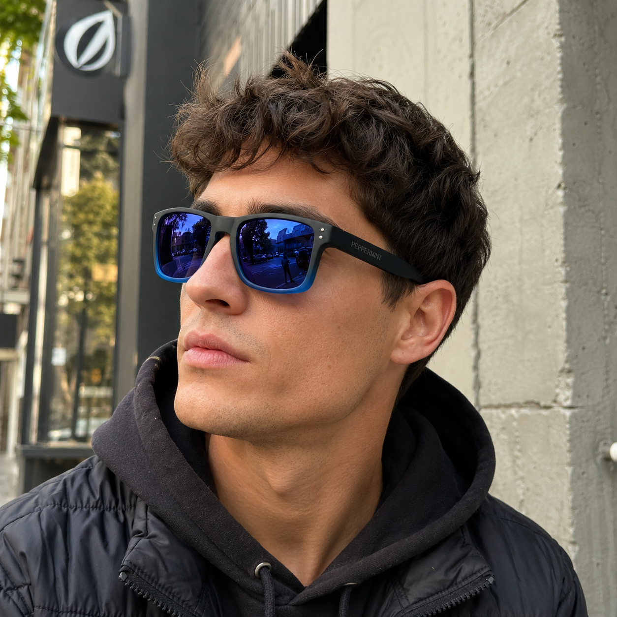 Lentes de Sol UV400 Azul Degradado Lente Espejo Azul Peppermint