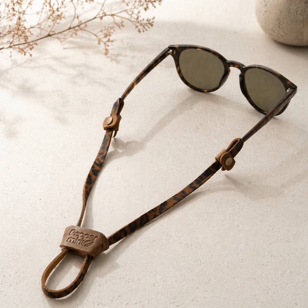 Strap cuero animal print café Peppermint cierre