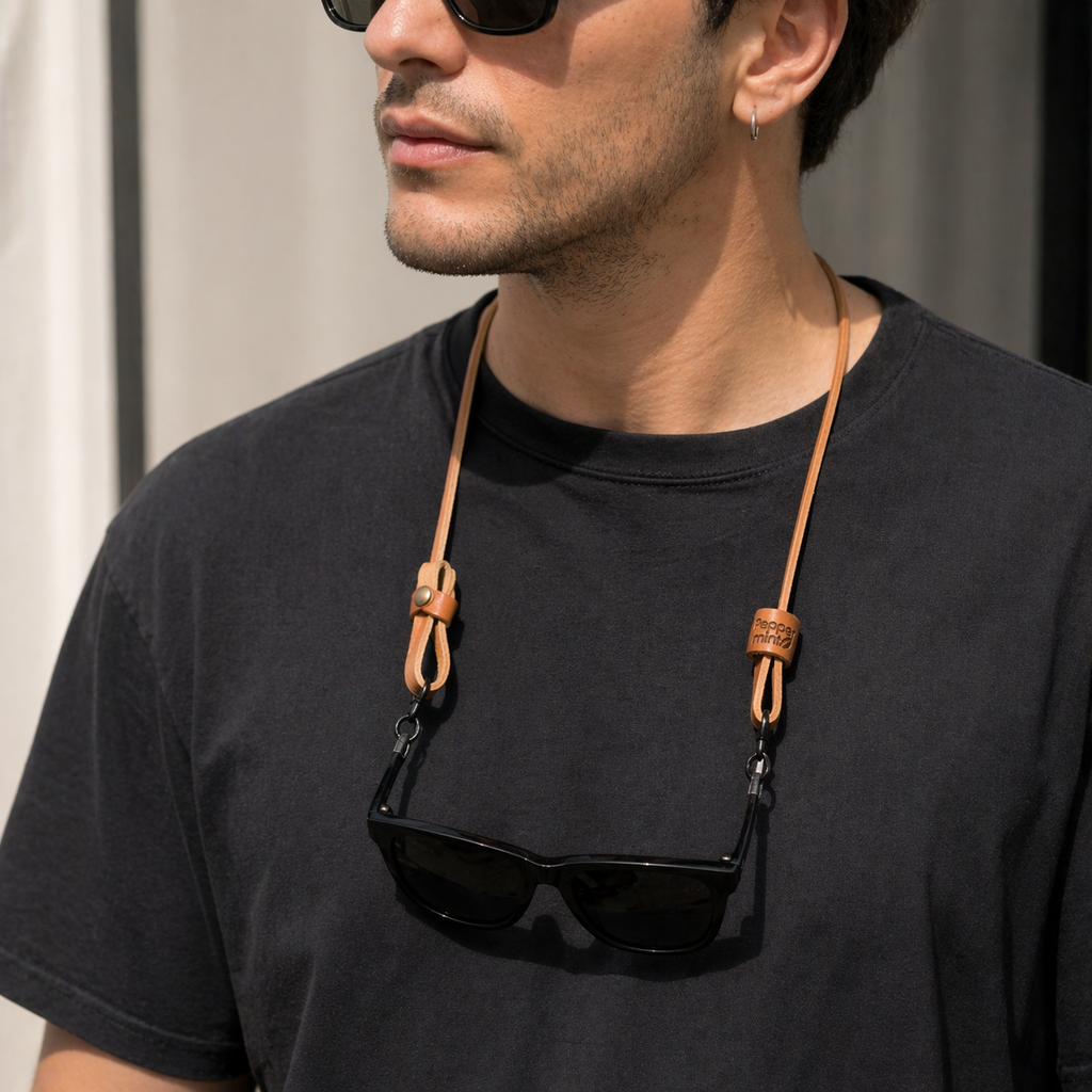 Strap cuero natural Peppermint con argolla